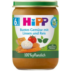 HIPP 9% ДДС 60501 БИО Зеленчуци с ориз и леща, пюре, 190 гр