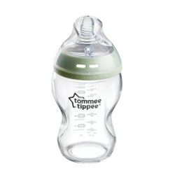 Стъклено бебешко шише за хранене Tommee Tippee Easi Vent, 150 мл