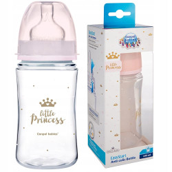 Шише антиколик с широко гърло Canpol Easy Start Royal Baby, 240 мл, розово