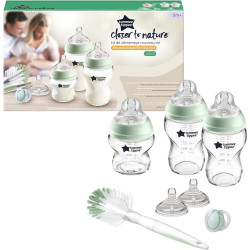 Комплект за новородено Tommee Tippee, самостерилизиращо стъкло и четка за шишета