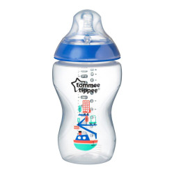 Бебешко шише за хранене Tommee Tippee Easi Vent, 340мл, декорация бухали