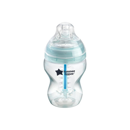 Самостерилизиращо се бебешко шише за хранене Tommee Tippee Advanced Anti-Colic+, 260 мл, 0м+, с иновативна система за намаляване