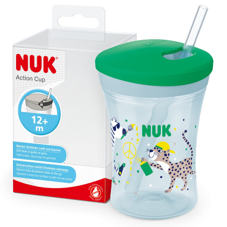 NUK EVOLUTION Action Cup Чаша 230мл. със сламка, 12+ мес., Зелена