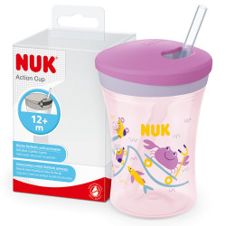 NUK EVOLUTION Action Cup Чаша 230мл. със сламка, 12+ мес. Лилава