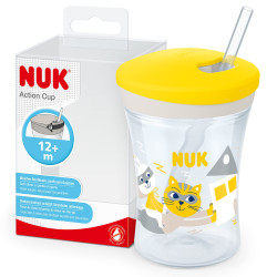NUK EVOLUTION Action Cup, Чаша 230мл., 12+мес., със сламка Жълта