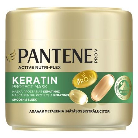 PANTENE Smooth & Sleek, маска за коса, за суха, груба или хвърчаща коса, 300 мл