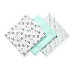 Пелени от бамбук Babyono, 3 броя, светло зелени коала