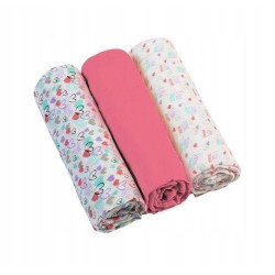 Комплект меки памучни пелени Babyono, 3бр., розови