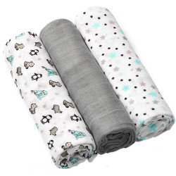 Пелени от бамбук Babyono, 3 броя, сиви