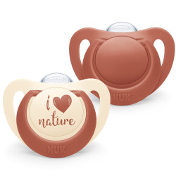 Силиконова залъгалка/биберон Nuk for Nature, 2 броя, 6-18м, червена