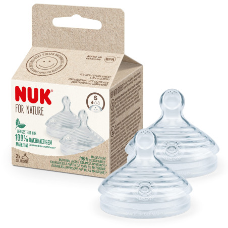 Силиконов биберон за хранене Nuk for Nature, размер S, 2 броя Softer