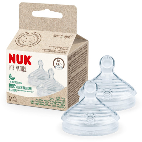Силиконов биберон за хранене Nuk for Nature, размер М, 2 броя Softer