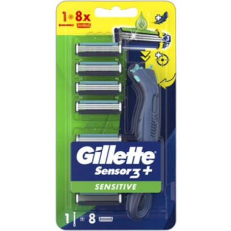 GILLETTE Sensor 3+ Sensitive, самобръсначка, с 8 ножчета