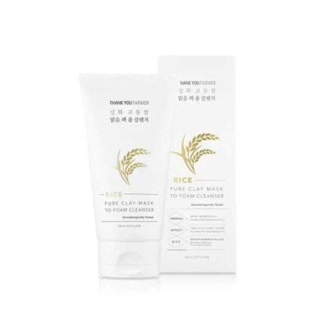 THANK YOU FARMER RICE PURE Почистваща пяна-маска с глина 2 в 1, 150мл