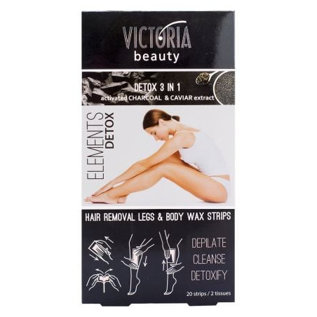 VICTORIA BEAUTY CHARCOAL Епилиращи ленти за тяло, 20 бр.