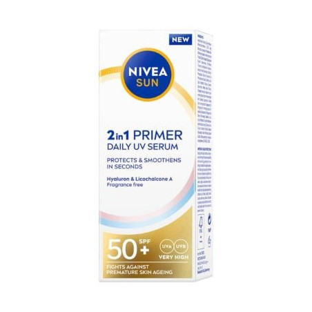 NIVEA SUN Праймър за лице 2в1 със серум SPF50+, 30 ml