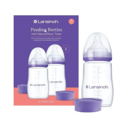 Шишета с биберон Lansinoh - NaturalWave, 240 ml, 2 броя