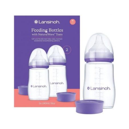 Шишета с биберон Lansinoh - NaturalWave, 240 ml, 2 броя