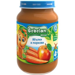 Плодово пюре Bebelan Puree - Ябълки и моркови, 190 g