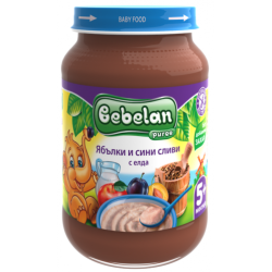 Млечна каша Bebelan Puree - Ябълки и сини сливи с елда, 190 g