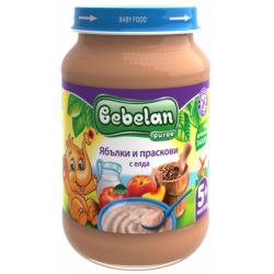 Млечна каша Bebelan Puree - Ябълки и праскови с елда, 190 g