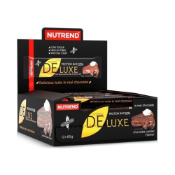 Deluxe Протеинови барoве, шоколадов сахер, 12 броя, Nutrend