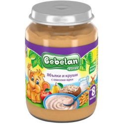 Млечна каша Bebelan Puree - Ябълки, круши и овесени ядки, 190 g