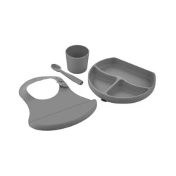 Силиконов комплект за хранене BabyJem - Grey