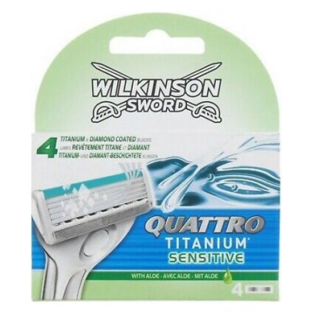 Wilkinson Sword Quattro Резервни ножчета за бръснене Titanium Sensitive, 4 броя