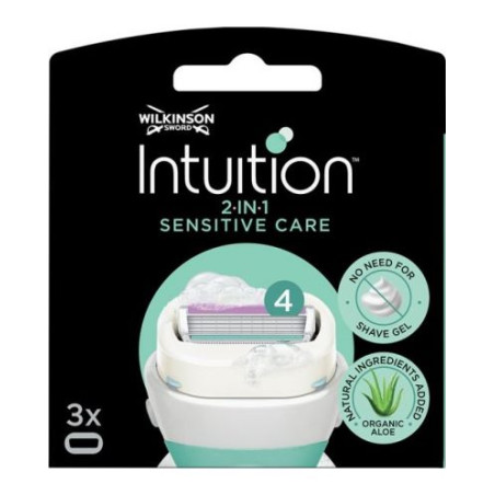 Wilkinson Sword Intuition Дамски резервни ножчета Sensitive Care, 3 броя