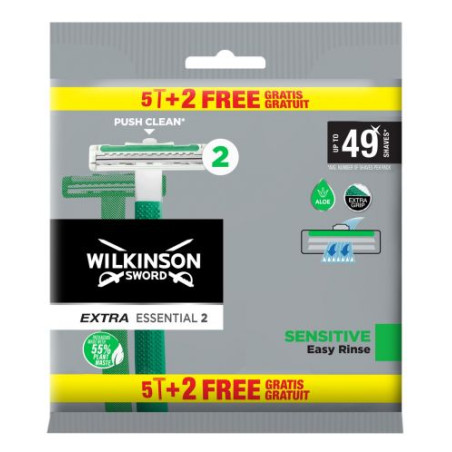 Wilkinson Sword Самобръсначки Extra2 Essential Sensitive, 5 + 2 броя