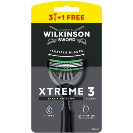 Wilkinson Sword Xtreme3 Мъжка самобръсначка Comfort Black, 3 + 1 броя