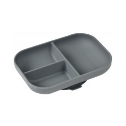 Силиконова чиния с вакуум и отделения Beaba - Mineral Grey