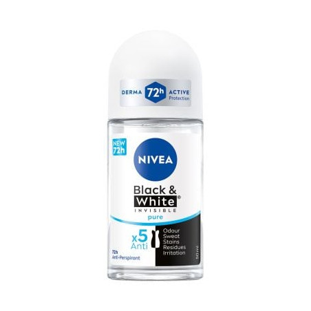NIVEA INVISIBLE ON BLACK & WHITE PURE Дамски рол он, 50 мл