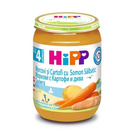 HIPP Пюре сьомга с ранни моркови и картофи 6105, 190 гр