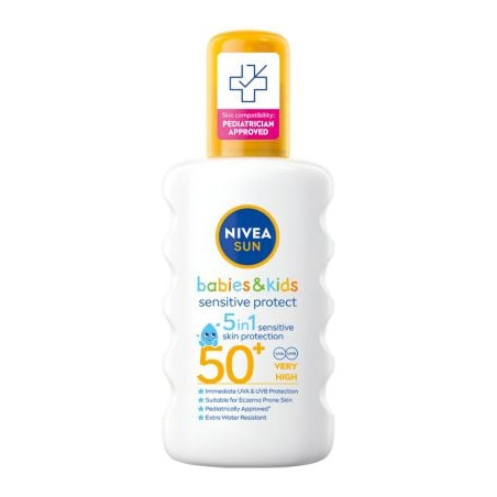 NIVEA SUN PURE & SENSITIVE Детски слънцезащитен спрей SPF 50+, 200 мл