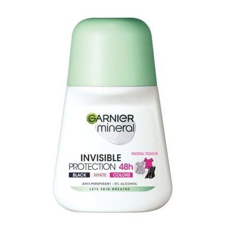 GARNIER DEO MINERAL INVISIBLE BLACK&WHITE&COLORS Рол он, 50 мл.