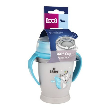 LOVI JUNIOR RETRO BABY Чаша с ръкохватки 9+ месеца синя 250 мл, 1 бр