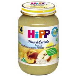 HIPP BIO Пюре пълнозърнеста каша от плодове и ориз 4703, 190 гр