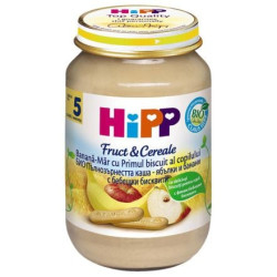 HIPP BIO Пюре пълнозърнеста каша от ябълки и банани 4710, 190 гр