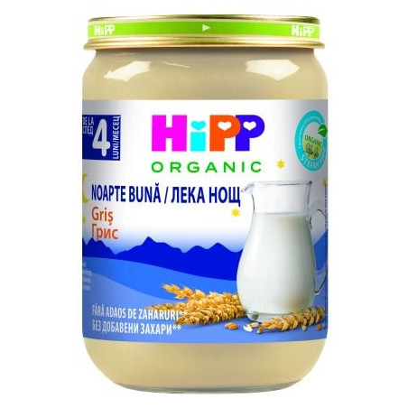HIPP BIO ЛЕКА НОЩ Млечна каша Грис 4+ месеца, 190 г