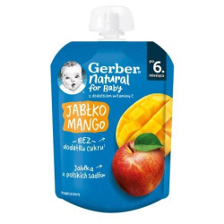 GERBER® Плодова закуска пауч Ябълка и манго 6+ месеца, 80 г