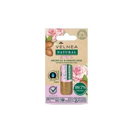 VELNEA NATURAL ARGAN OIL AND DAMASK ROSE Балсам за устни, 5,5 мл