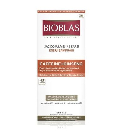 BIOBLAS Шампоан с кофеин и женшен енергизиращ, 360мл