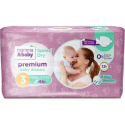 MAMMA&BABY PREMIUM SPEED DRY Пелени размер 3 , 4-9кг , 46 бр