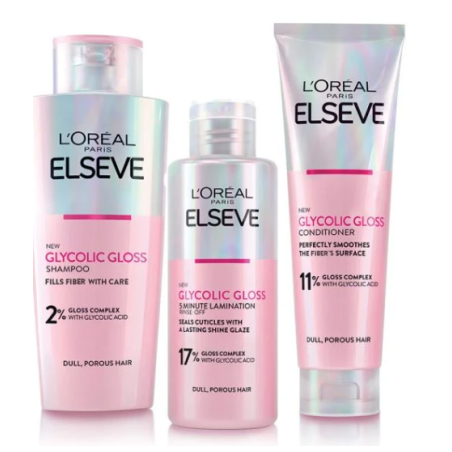 BEAUTY BOX L’OREAL PARIS ELSEVE GLYCOLIC GLOSS Продукти за коса , 3 части