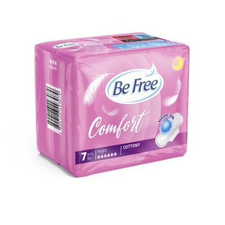 BE FREE COMFORT Дамски нощни превръзки с памучно покритие, 7 бр.