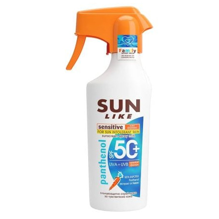SUN LIKE PANTHENOL FAMILY SENSITIVE Слънцезащитно спрей мляко SPF 50+, 250МЛ
