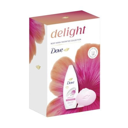 DOVE PETAL SOFT Подаръчен комплект дамски кутия Сапун 90 гр + Душ гел 250 мл + Гъба за баня