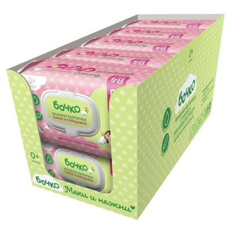 БОЧКО BIG PACK Влажни кърпички памук и смрадлика 10х84 бр.